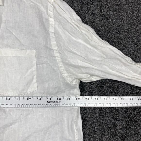 J.Crew Shirt White Linen Blend Old Money Long Sleeve Button Down Size Large - Picture 3 of 5